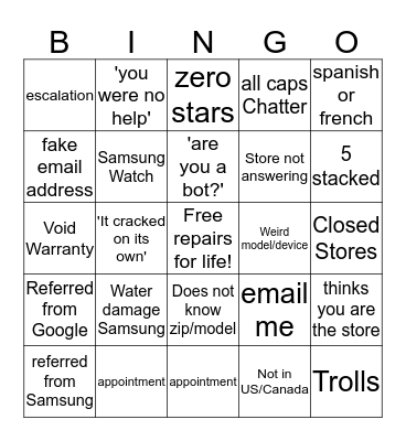 uBreakiFix CS Chats Bingo Card