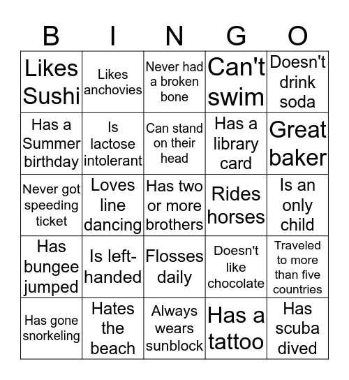 People Bingo Card