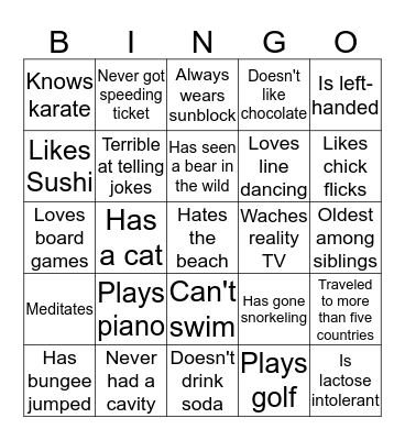 People Bingo Card