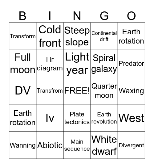 Untitled Bingo Card