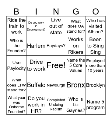 Osborne Bingo Card