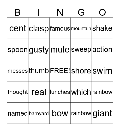 Review Bingo Card