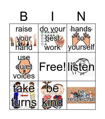 School Rules  Bingo Card