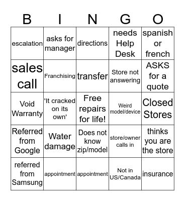 uBreakiFix CS Phones Bingo Card