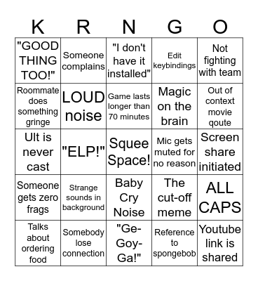 KRNGO Bingo Card