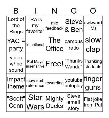 impact bingo Card