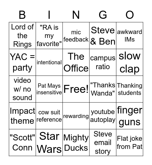 impact bingo Card