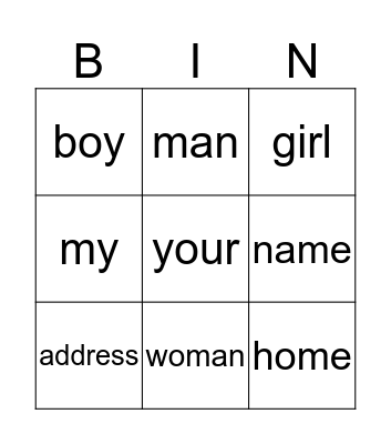 Untitled Bingo Card