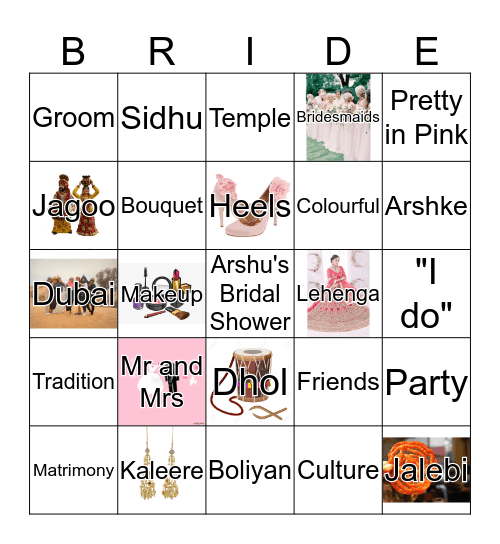 BalleBalleArshke Bridal Bingo Card