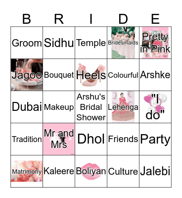 BalleBalleArshke Bridal Bingo Card