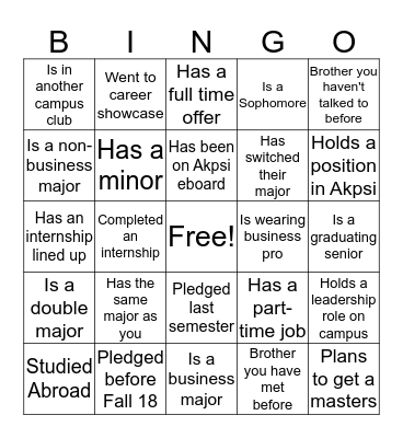 AKPSI BINGO Card