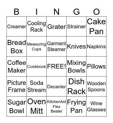 Melissa's Wedding Shower BINGO Card