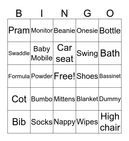 BABY BINGO Card