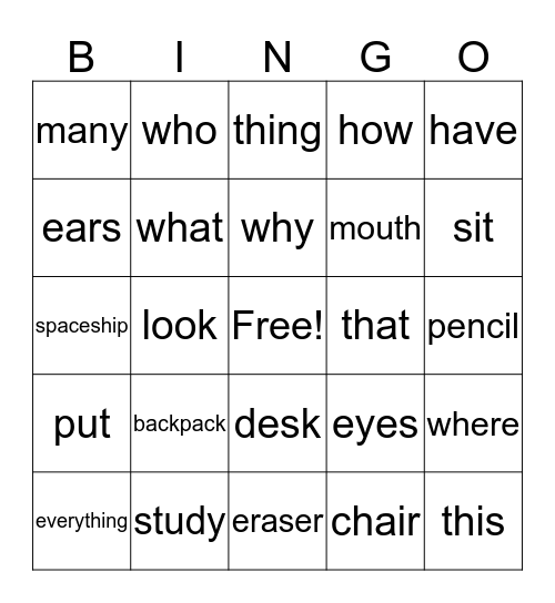 New Classroom Bingo Card