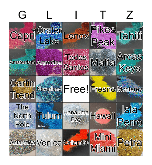 #GlitterGang BINGO Card