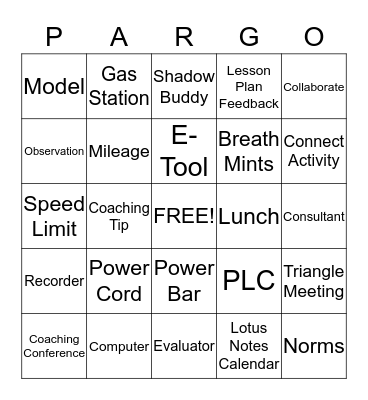 PARGO Bingo Card
