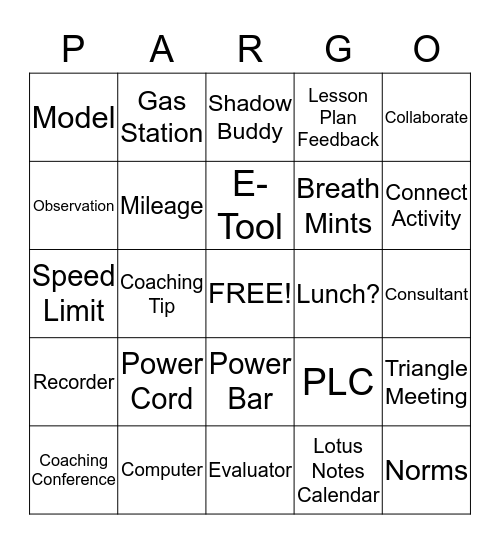 PARGO Bingo Card