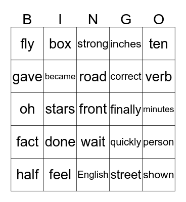 Bingo 5.1 Bingo Card