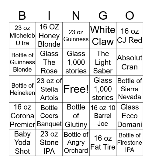 LBW Bingo Card