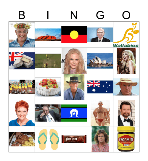 A controversial game of Australia Day Bingo Card