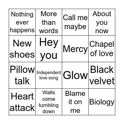 Gary's music quiz Bingo Card