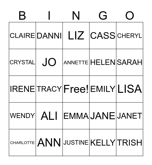 Commonweal ladies night Bingo Card