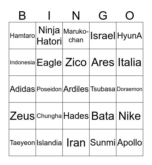 Bingo with Arteee Bingo Card