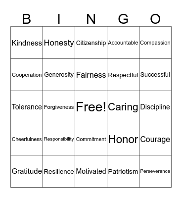 RHMS Spirit Week! Bingo Card