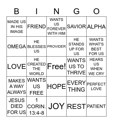 GOD IS LOVE  Bingo Card