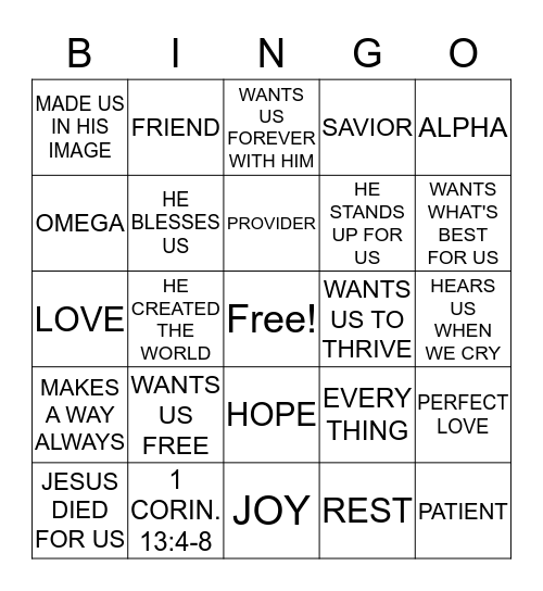 GOD IS LOVE  Bingo Card