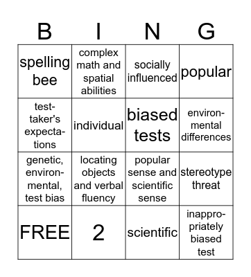 Module 64 Bingo Card