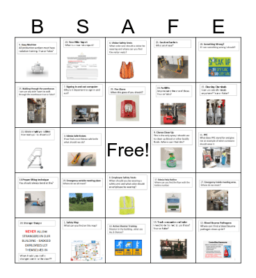 Safety Bingo Card