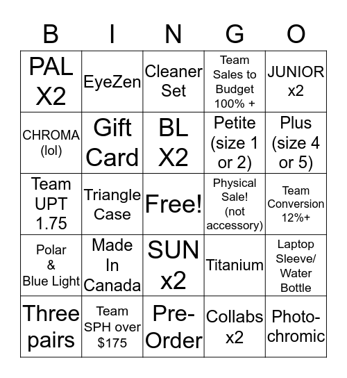 BOGO BINGO!!!!!!!!! Bingo Card