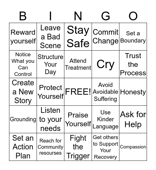 Seeking Safety  Bingo Card