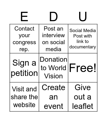 Quality Education bingo card Bingo Card