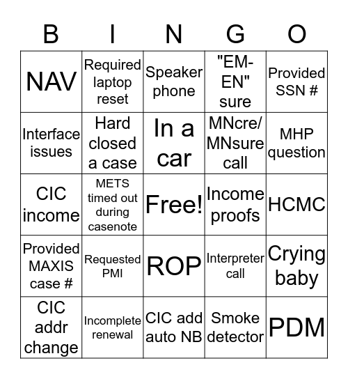 METS BINGO Card