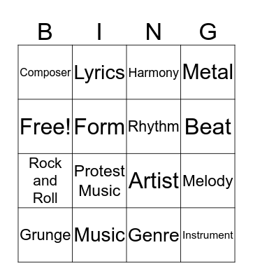 Music Term Bingo! Bingo Card