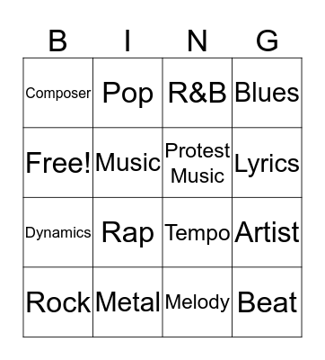 Music Term Bingo Card