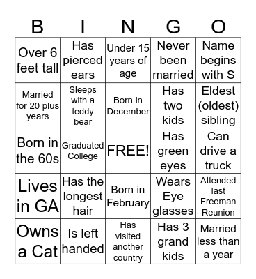 Human Bingo Card