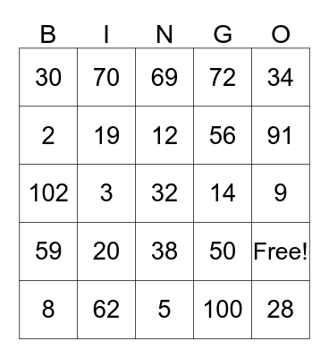3rd Grade Math Bingo - Multiplication  Bingo Card