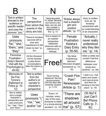 POV Bingo Card
