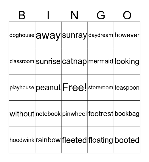Multisyllabic Vowel Team Bingo Card