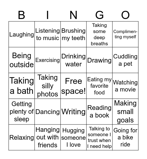 Taking care of OURSELVES, too! Bingo Card