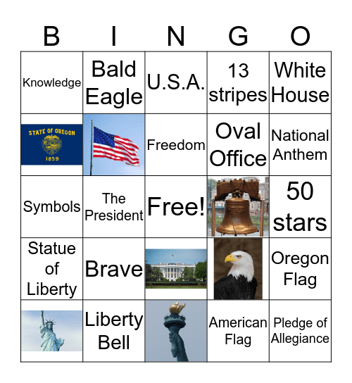National Symbols Bingo Card