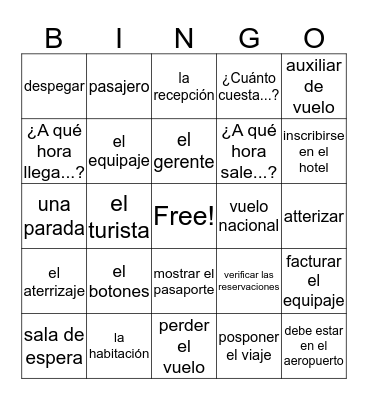 Bingo de Viaje Bingo Card