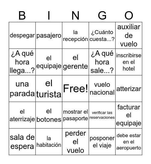 Bingo de Viaje Bingo Card