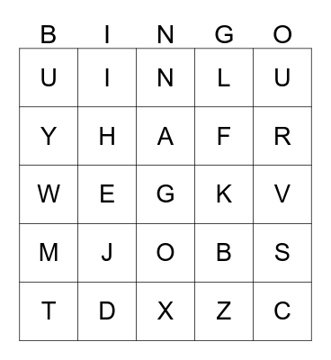 Sign Language -- Alphabet Bingo Card