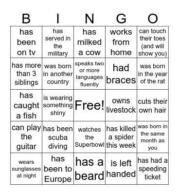 Find Someone Who... Bingo Card