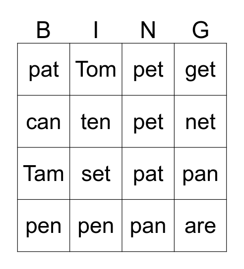 Get the Pets Bingo Card