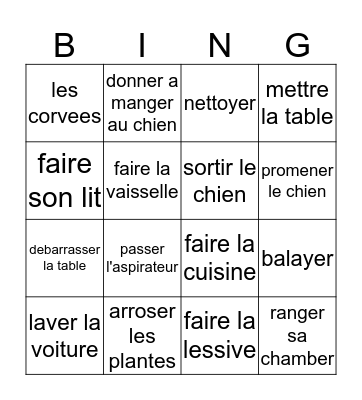 8-1 vocabulaire Bingo Card